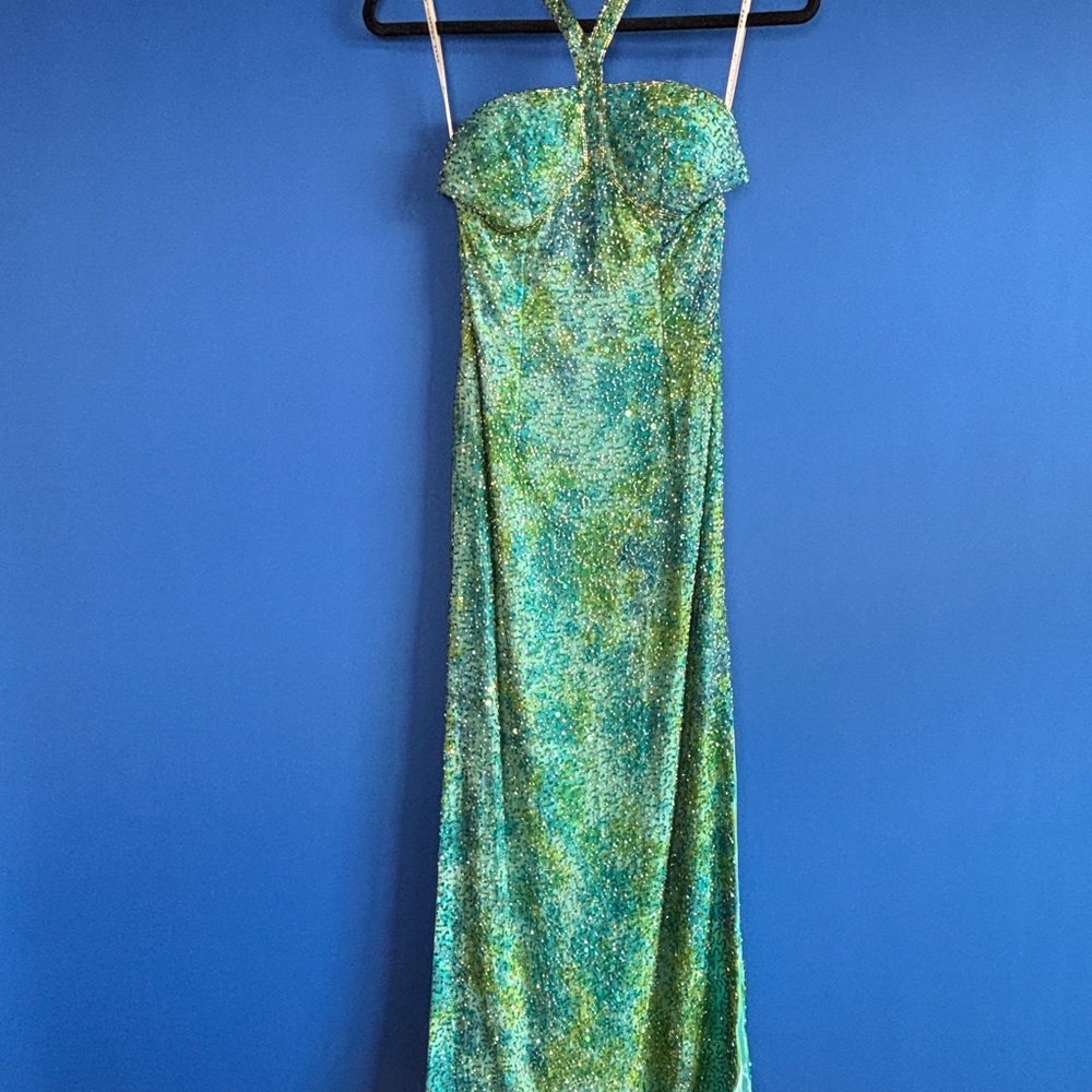 Elegant Beaded Halter Dress